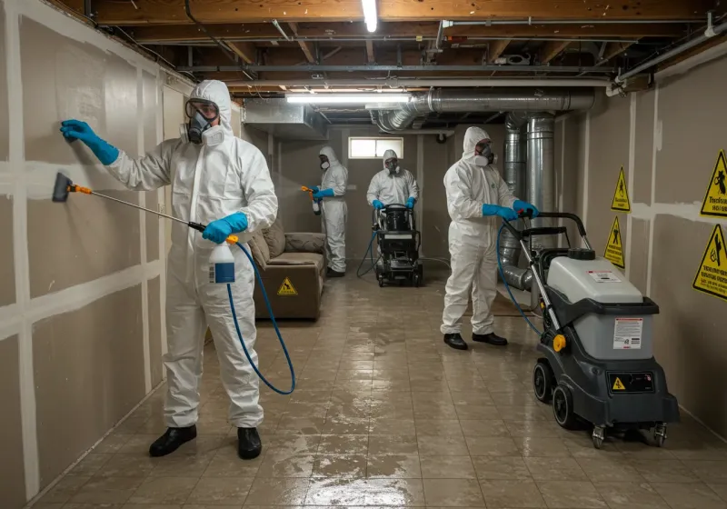 Basement Moisture Removal and Structural Drying process in Linden, AL